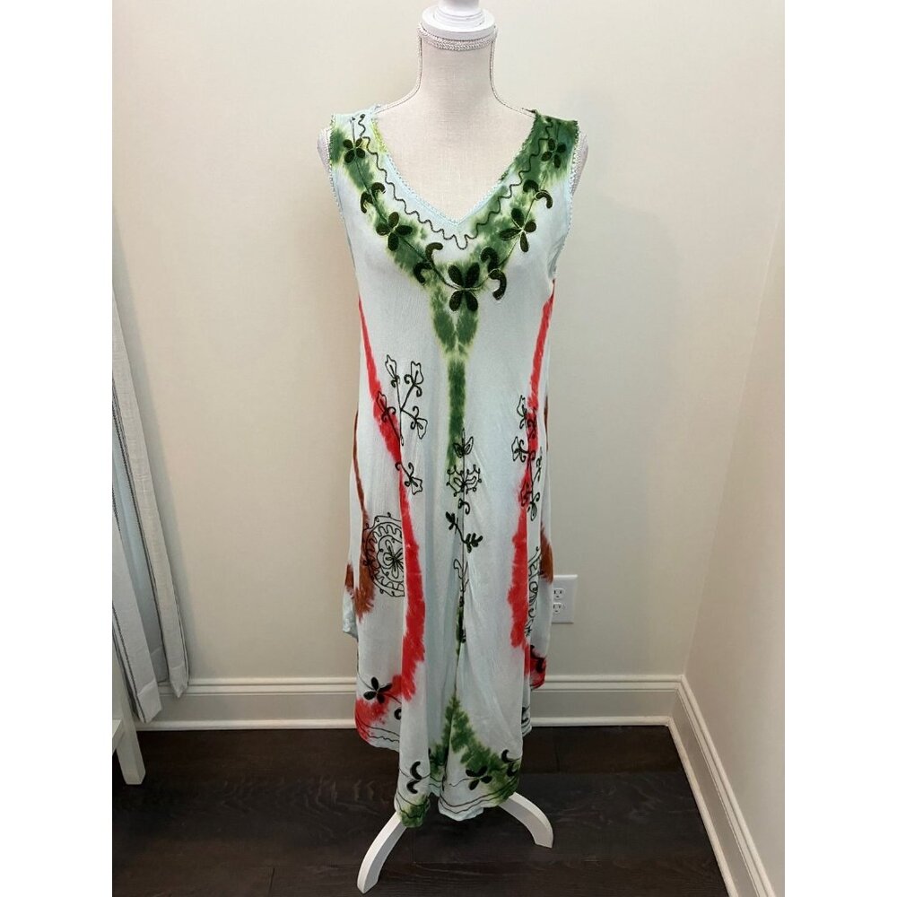 Red Sky Sleeveless Multicolor Loungewear Dress One Size